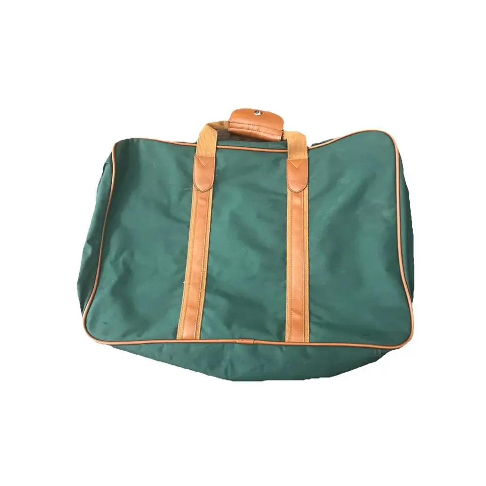 Polo Ralph Lauren Vintage Green Tan Soft Side Small Suitcase 20”x15”x6”